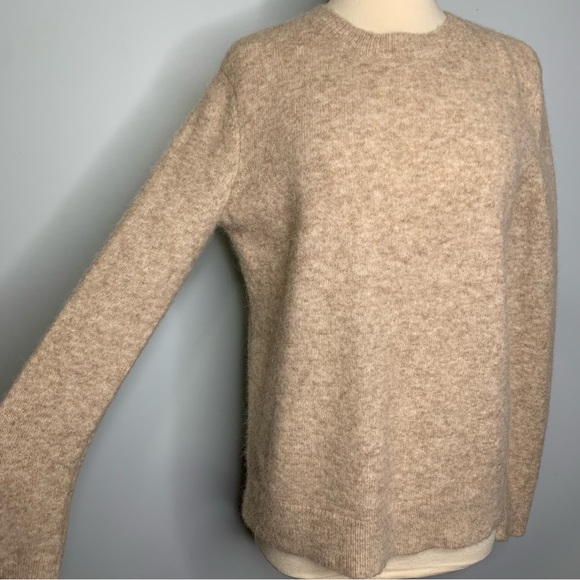 Jenni Kayne Oatmeal Crew Neck Pullover Alpaca Wool Blend Boucle Sweater S - Picture 4 of 10